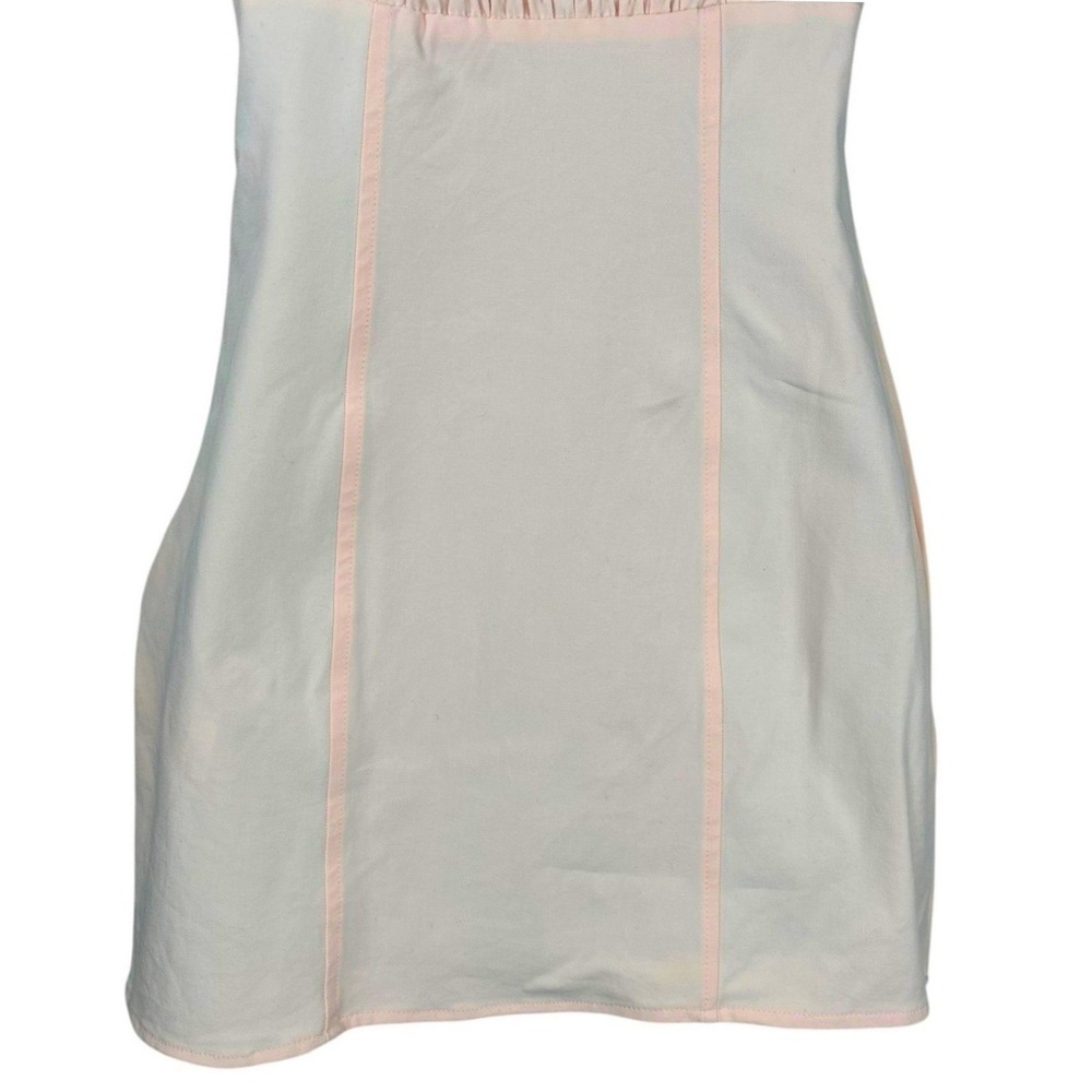 Free People Pera Peach Mini Dress Puff Sleeve Square Neck Smocked Back Size 2 - Picture 7 of 11